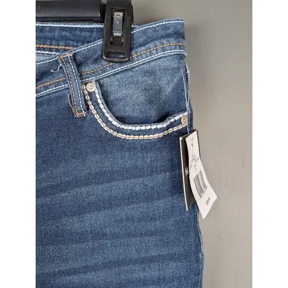 New Harper & Ivy Y2K Juniors 1 Rhinestone Pocket Dark Blue Flare Denim Size 13 - Picture 7 of 12